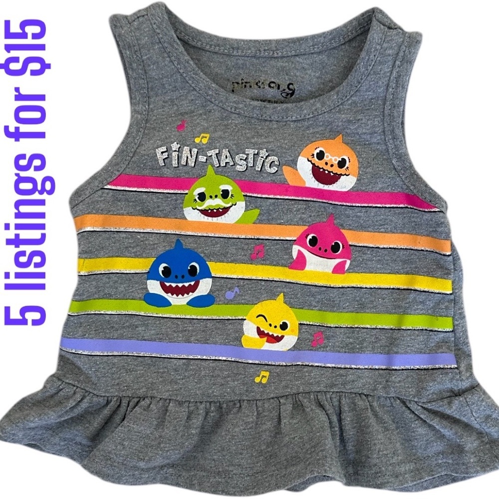 Pinkfong Baby Shark 12M Girl Graphic Shirt Sleeveless Flowy Shirt